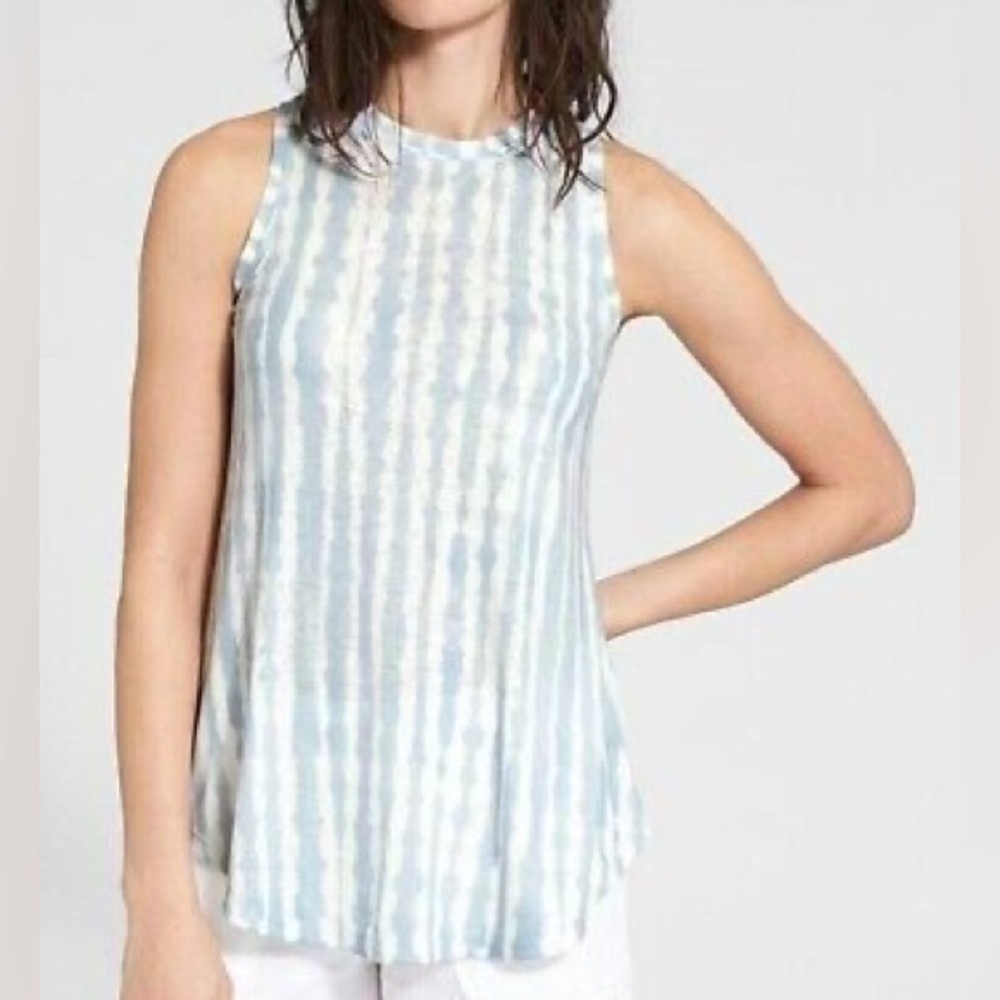 Athleta Breezy Tie Dye Tank Top Blue White Racer Back size XS